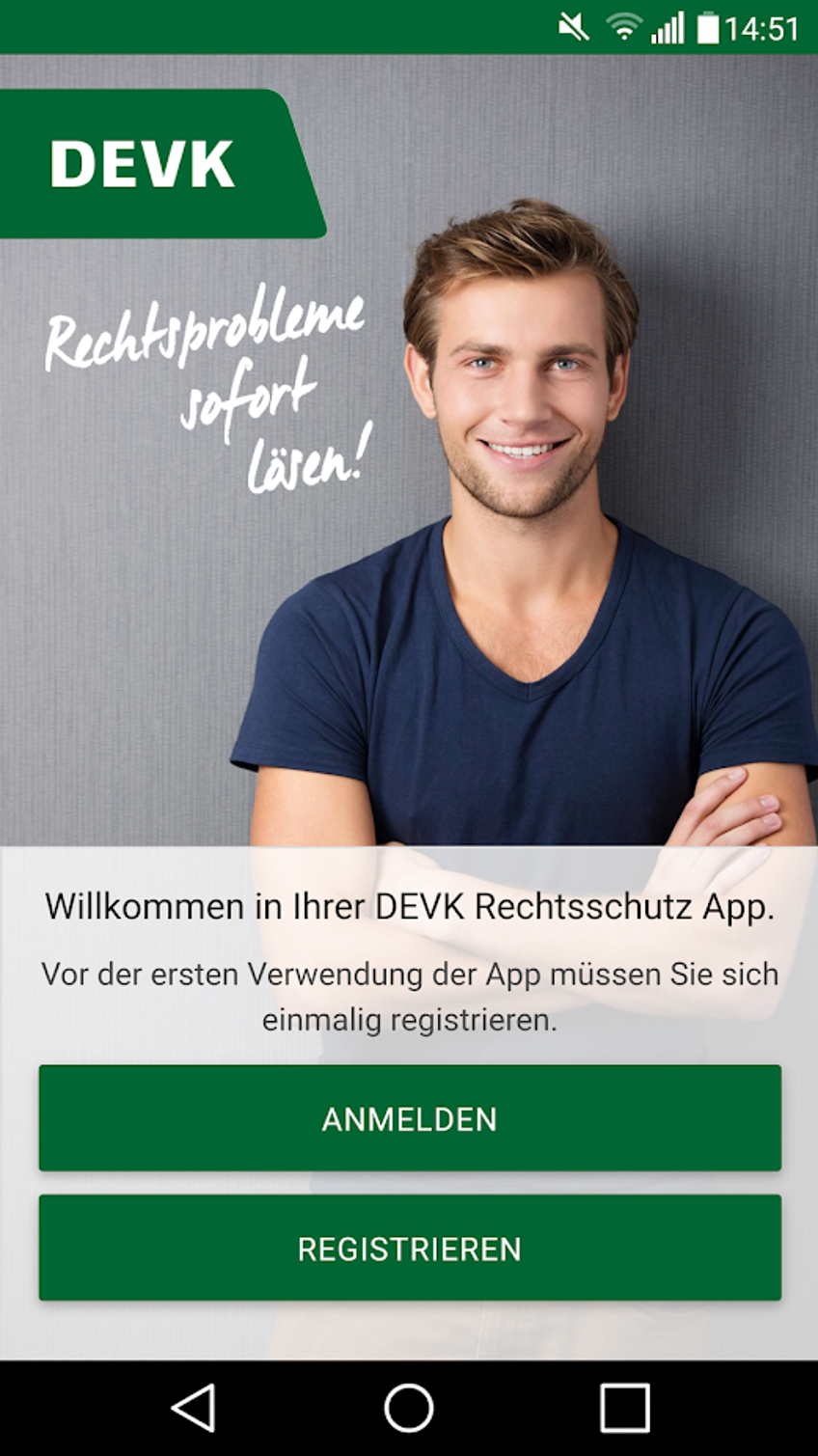 DEVK-Rechtsschutz-App: Startscreen